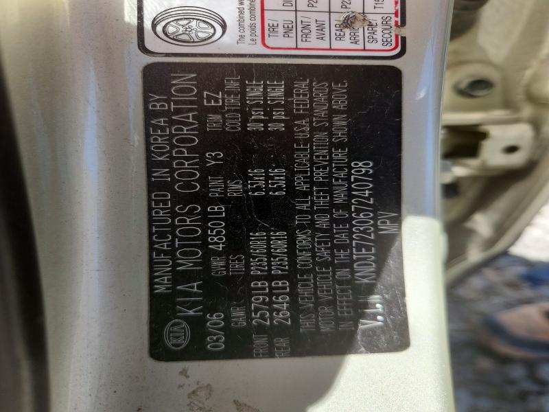 53042996 :رقم المزاد ، KNDJE723067240798 vin ، 2006 Kia Sportage مزاد بيع