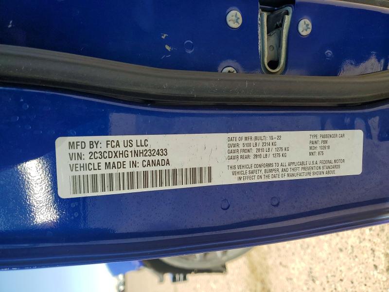 Продаж на аукціоні авто 2022 Dodge Charger, vin: 2C3CDXHG1NH232433, номер лоту: 52927336