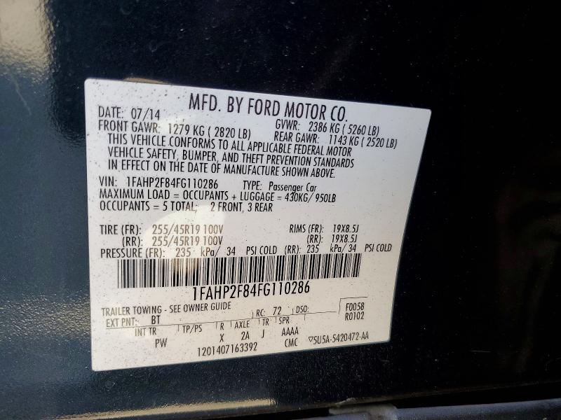 2015 Ford Taurus მანქანა იყიდება აუქციონზე, vin: 1FAHP2F84FG110286, აუქციონის ნომერი: 53126956