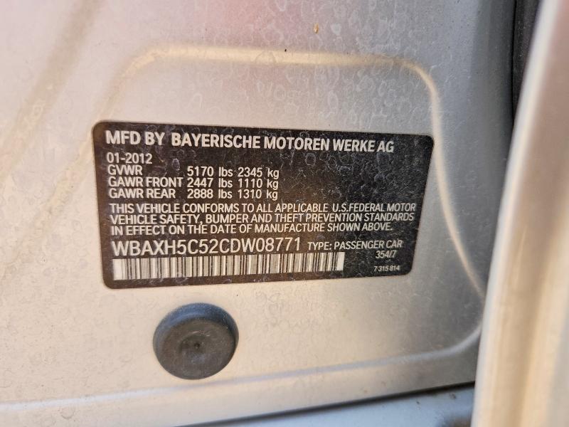 52350976 :رقم المزاد ، WBAXH5C52CDW08771 vin ، 2012 Bmw 528 Xi مزاد بيع