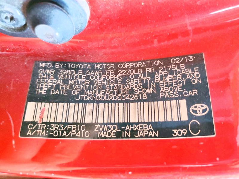 Продаж на аукціоні авто 2013 Toyota Prius, vin: JTDKN3DUXD0342618, номер лоту: 53276336