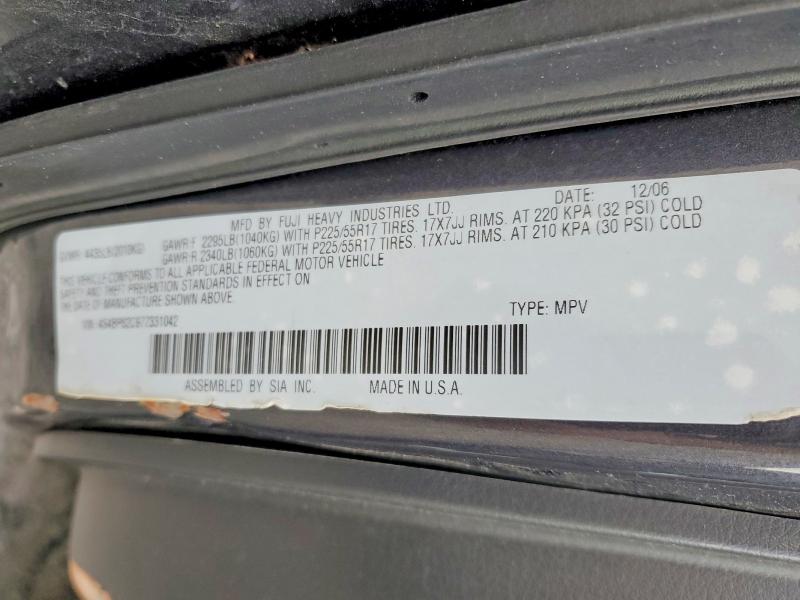 Продажа на аукционе авто 2007 Subaru Outback, vin: 4S4BP62C977331042, номер лота: 52594046