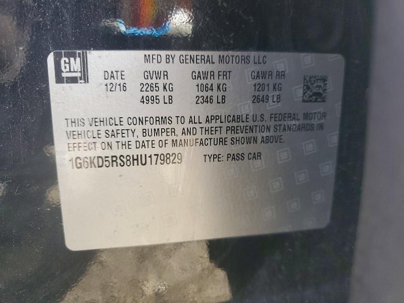 52657206 :رقم المزاد ، 1G6KD5RS8HU179829 vin ، 2017 Cadillac Ct6 مزاد بيع