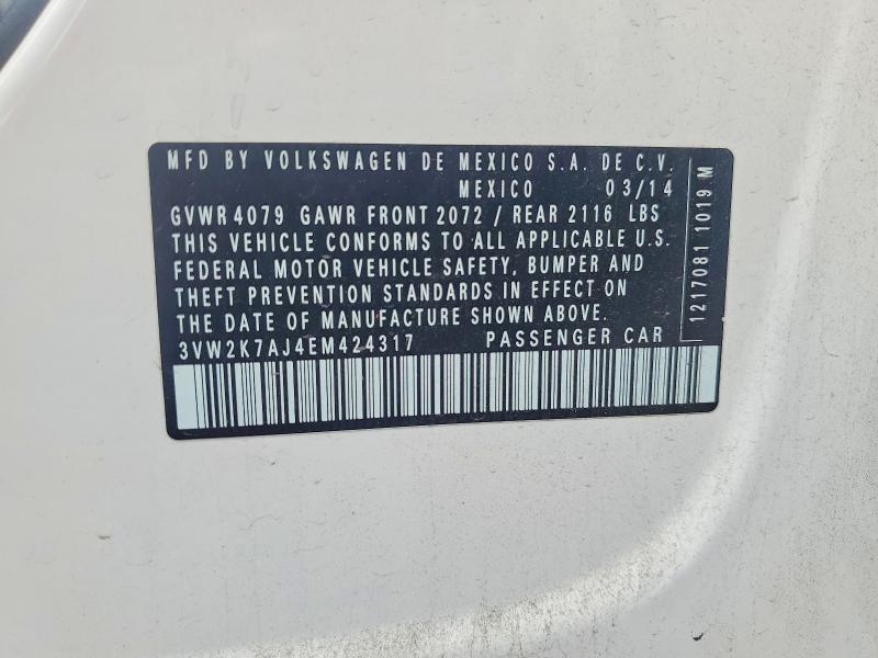 Продаж на аукціоні авто 2014 Volkswagen Jetta, vin: 3VW2K7AJ4EM424317, номер лоту: 52400006