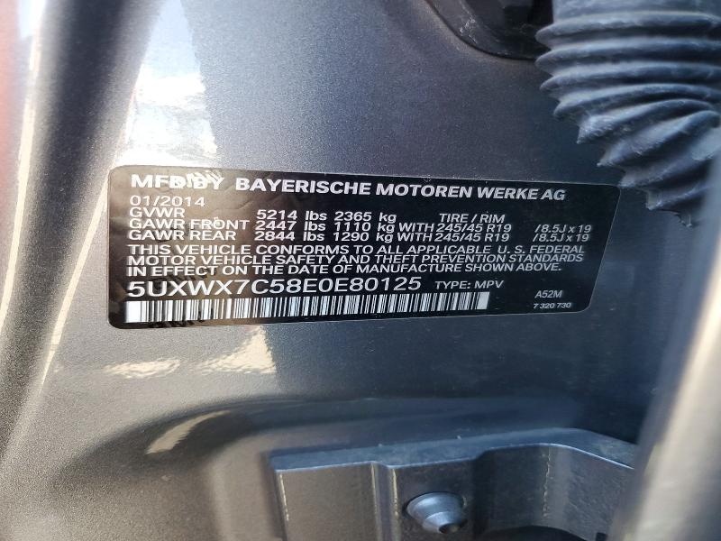 Auction sale of the 2014 Bmw X3, vin: 5UXWX7C58E0E80125, lot number: 50527346