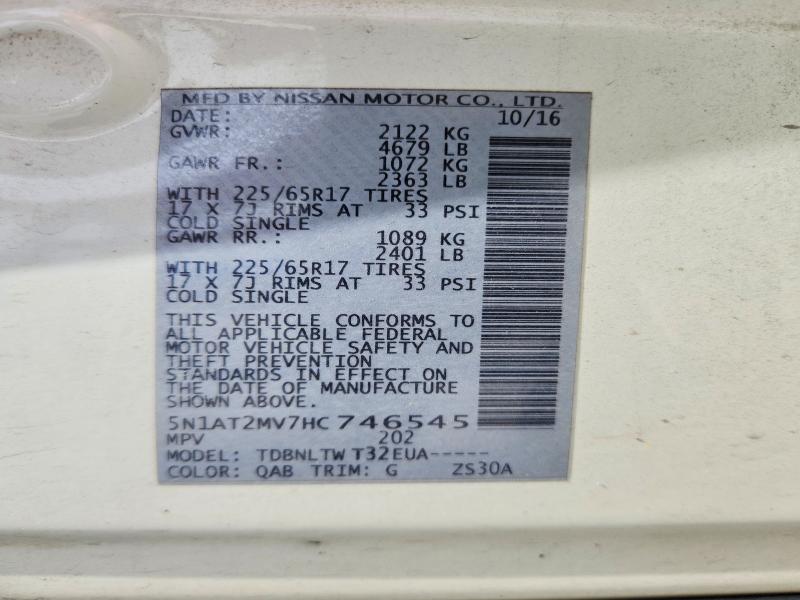 Aukcja sprzedaży 2017 Nissan Rogue, vin: 5N1AT2MV7HC746545, numer aukcji: 52328636