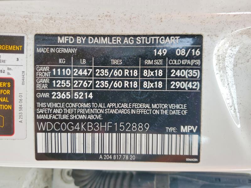 Aukcja sprzedaży 2017 Mercedes-benz Glc, vin: WDC0G4KB3HF152889, numer aukcji: 53414986