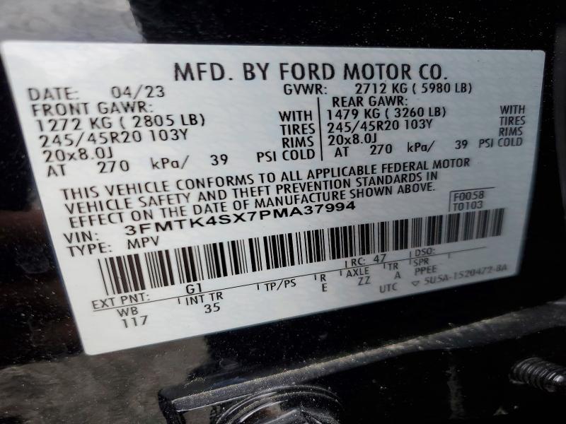 Продажа на аукционе авто 2023 Ford Mustang Mach-e, vin: 3FMTK4SX7PMA37994, номер лота: 53701286
