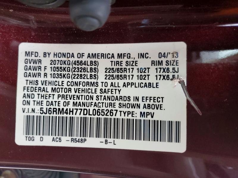 Продаж на аукціоні авто 2013 Honda Cr-v, vin: 5J6RM4H77DL065267, номер лоту: 54787346