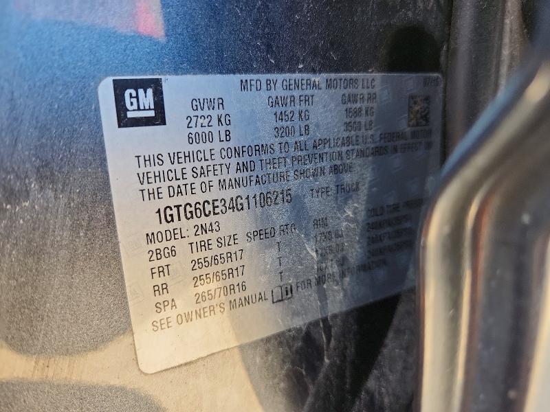 Aukcja sprzedaży 2016 Gmc Canyon, vin: 1GTG6CE34G1106215, numer aukcji: 54489196