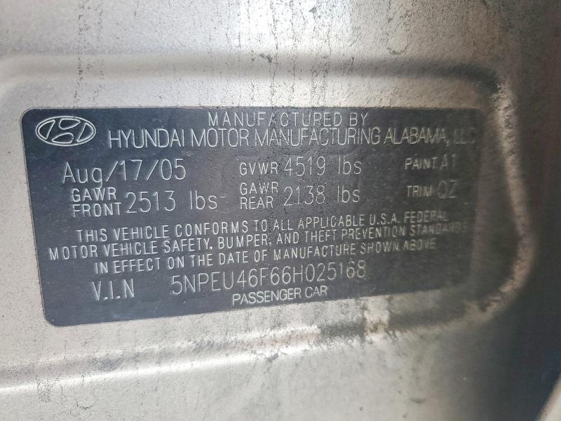 2006 Hyundai Sonata მანქანა იყიდება აუქციონზე, vin: 5NPEU46F66H025168, აუქციონის ნომერი: 53371146