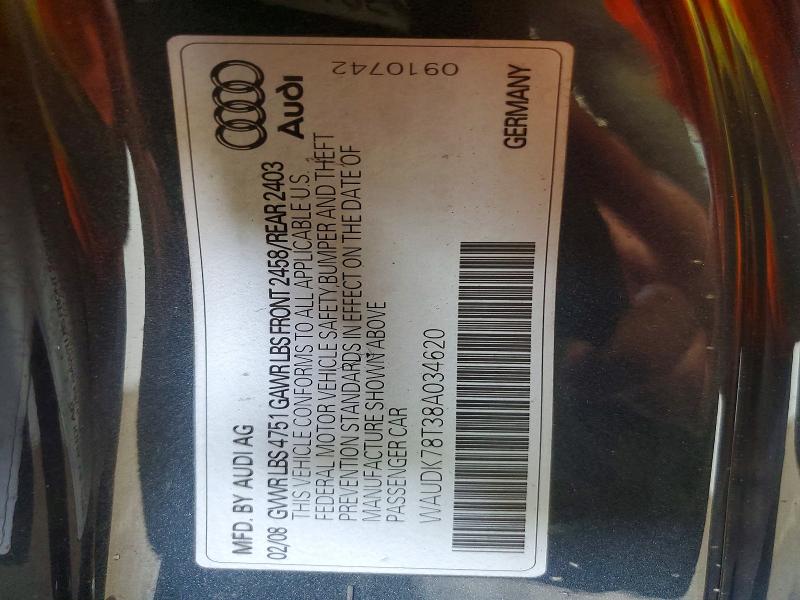 2008 Audi A5 მანქანა იყიდება აუქციონზე, vin: WAUDK78T38A034620, აუქციონის ნომერი: 54803896