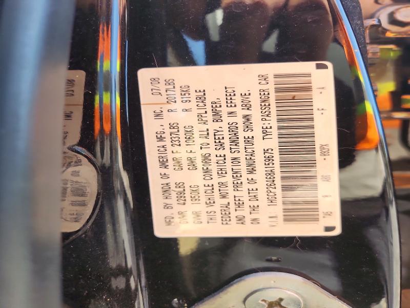 52965296 :رقم المزاد ، 1HGCP26468A159675 vin ، 2008 Honda Accord مزاد بيع