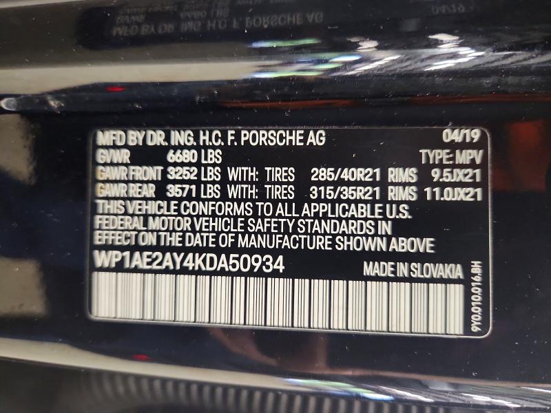 Aukcja sprzedaży 2019 Porsche Cayenne, vin: WP1AE2AY4KDA50934, numer aukcji: 54117146