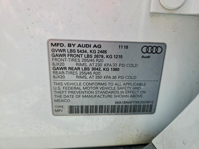 Aukcja sprzedaży 2019 Audi Q5, vin: WA1BNAFYXK2020612, numer aukcji: 52511886
