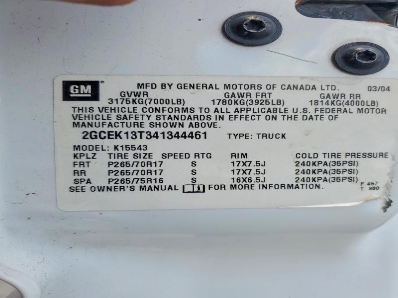 Aukcja sprzedaży 2004 Chevrolet Silverado, vin: 2GCEK13T341344461, numer aukcji: 54326676