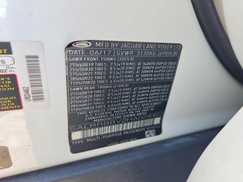 Aukcja sprzedaży 2017 Land Rover Discovery, vin: SALRRBBV2HA024462, numer aukcji: 52267616