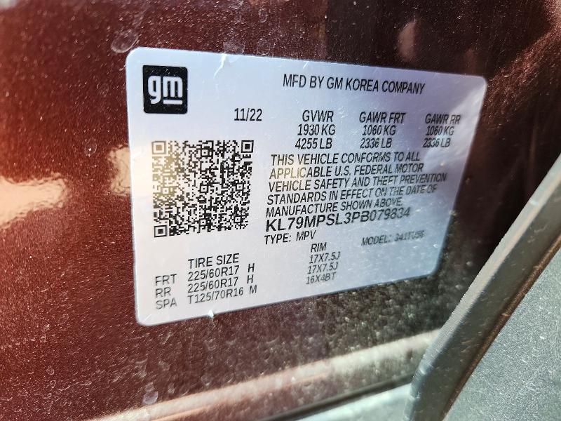 54115766 :رقم المزاد ، KL79MPSL3PB079834 vin ، 2023 Chevrolet Trailblazer مزاد بيع