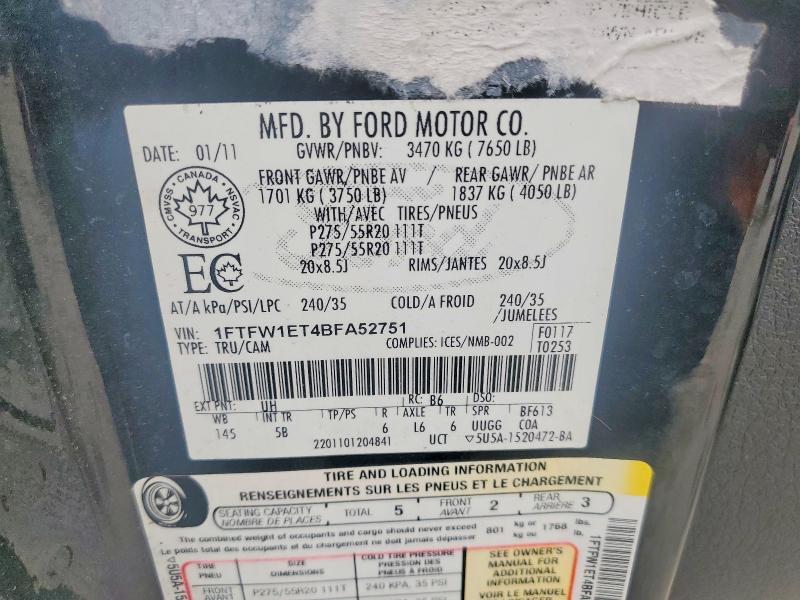 Продаж на аукціоні авто 2011 Ford F150, vin: 1FTFW1ET4BFA52751, номер лоту: 55460756