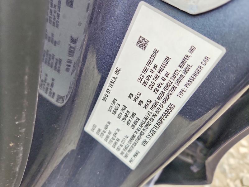 55122876 :رقم المزاد ، 5YJ3E1EA6PF558565 vin ، 2023 Tesla Model 3 مزاد بيع