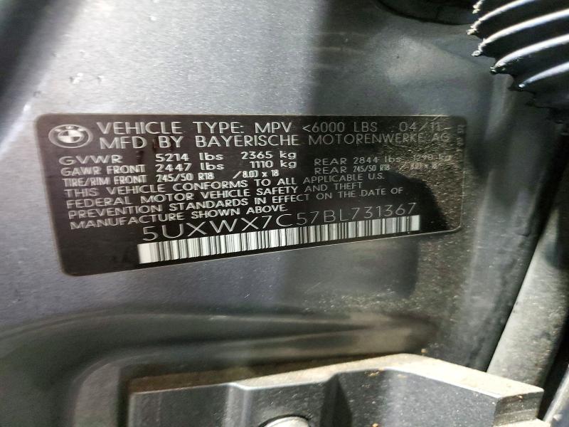 52730116 :رقم المزاد ، 5UXWX7C57BL731367 vin ، 2011 Bmw X3 مزاد بيع