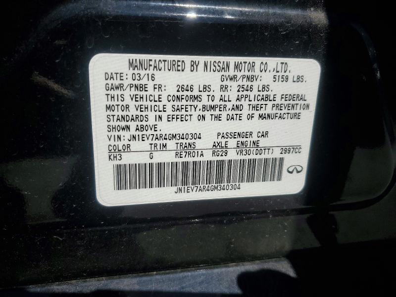 53116106 :رقم المزاد ، JN1EV7AR4GM340304 vin ، 2016 Infiniti Q50 مزاد بيع