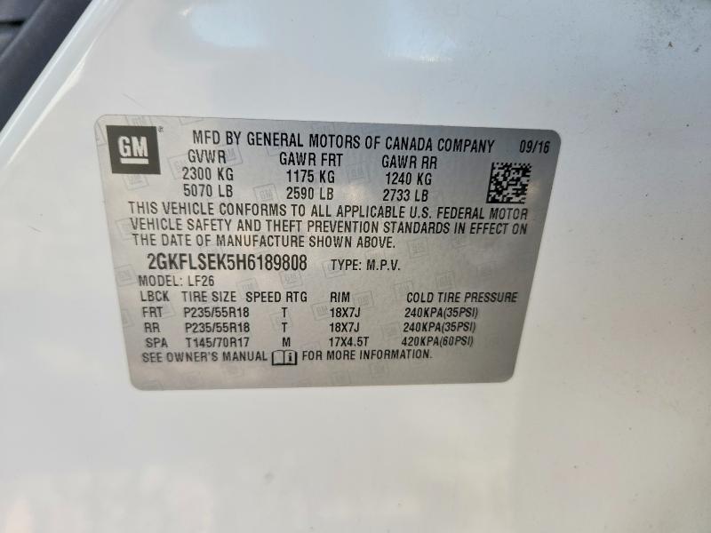 53443216 :رقم المزاد ، 2GKFLSEK5H6189808 vin ، 2017 Gmc Terrain مزاد بيع