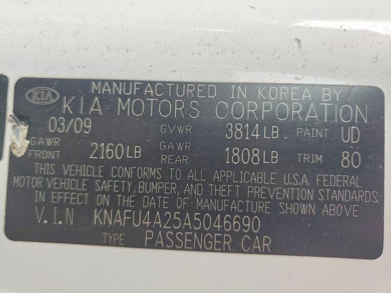 53086186 :رقم المزاد ، KNAFU4A25A5046690 vin ، 2010 Kia Forte مزاد بيع