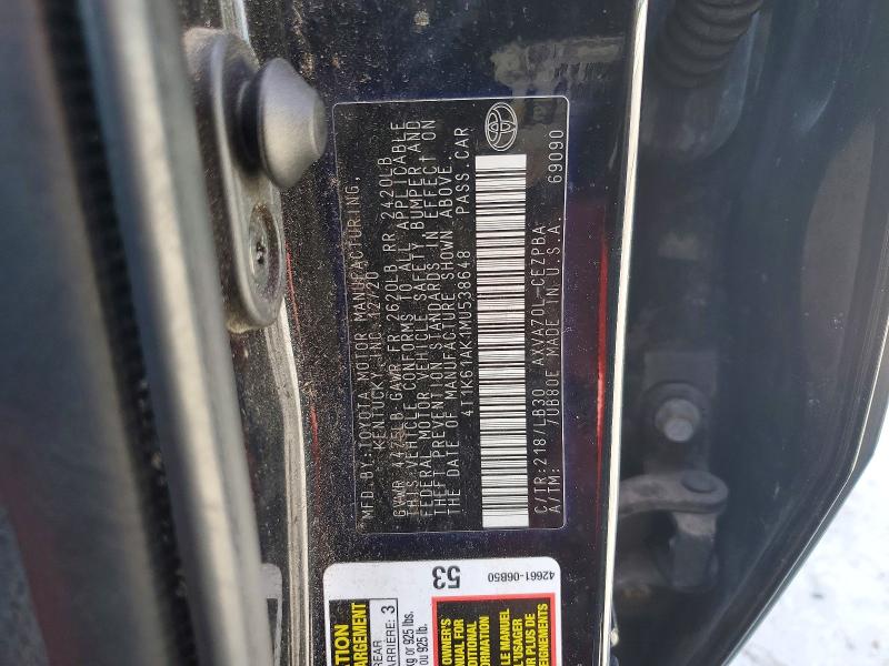 Aukcja sprzedaży 2021 Toyota Camry, vin: 4T1K61AK1MU538648, numer aukcji: 53555076