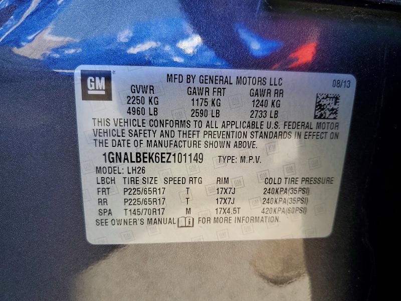 54325626 :رقم المزاد ، 1GNALBEK6EZ101149 vin ، 2014 Chevrolet Equinox مزاد بيع