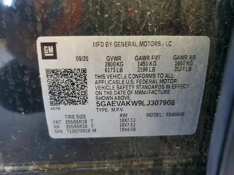 2020 Buick Enclave მანქანა იყიდება აუქციონზე, vin: 5GAEVAKW9LJ307908, აუქციონის ნომერი: 54996686