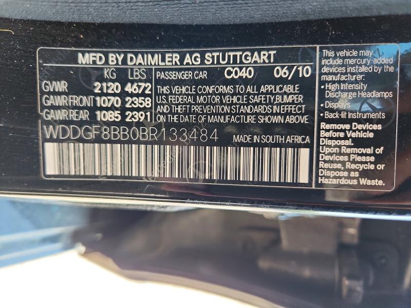2011 Mercedes-benz C მანქანა იყიდება აუქციონზე, vin: WDDGF8BB0BR133484, აუქციონის ნომერი: 52593526