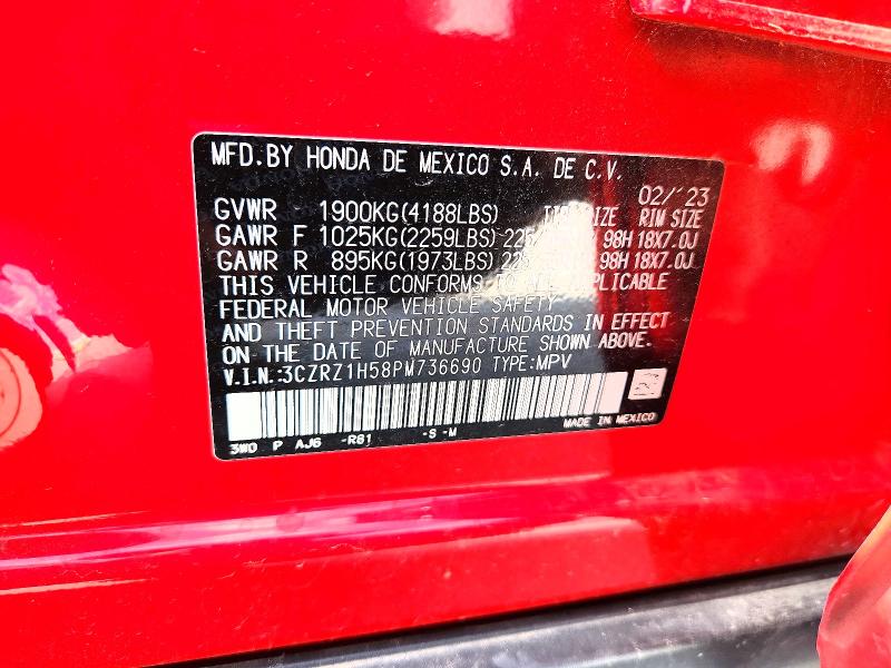 Продажа на аукционе авто 2023 Honda Hr-v, vin: 3CZRZ1H58PM736690, номер лота: 53872946