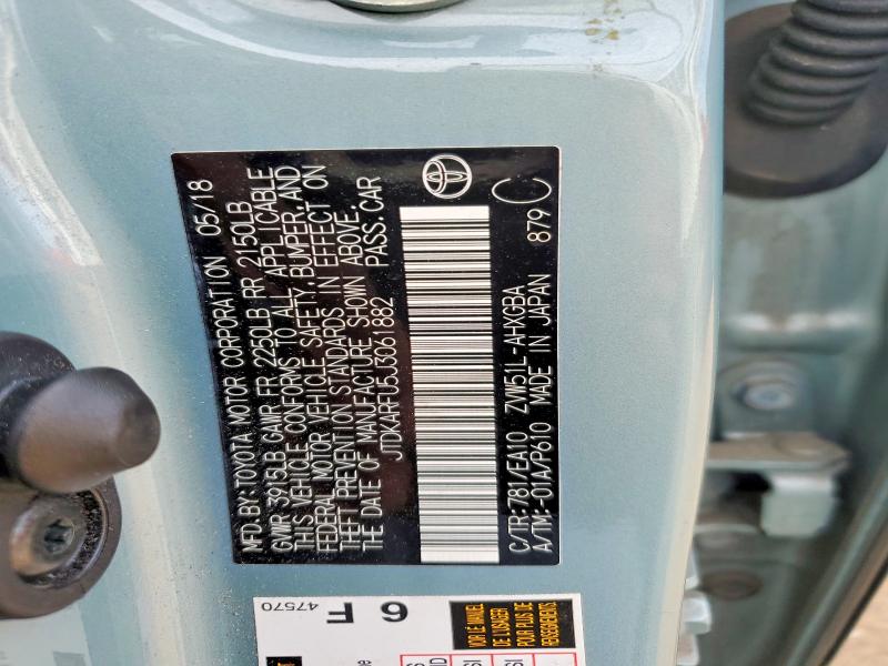 Продаж на аукціоні авто 2018 Toyota Prius, vin: JTDKARFU5J3061882, номер лоту: 53192056