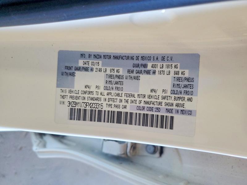 54818656 :رقم المزاد ، 3MZBM1V73FM203315 vin ، 2015 Mazda 3 مزاد بيع