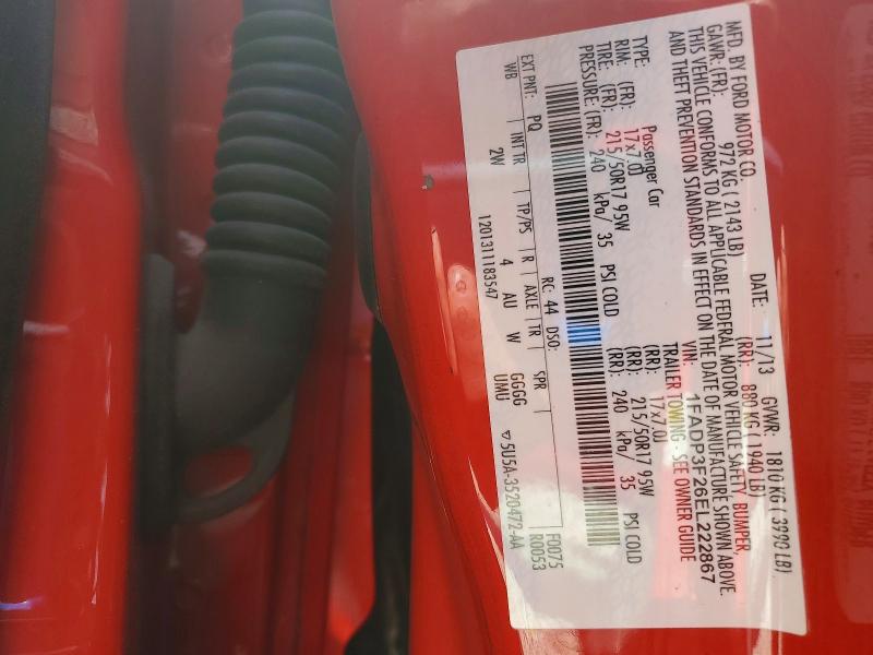 Продажа на аукционе авто 2014 Ford Focus, vin: 1FADP3F26EL222867, номер лота: 55333526