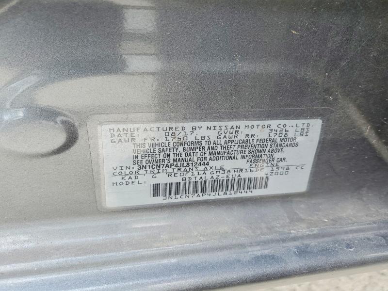Auction sale of the 2018 Nissan Versa, vin: 3N1CN7AP4JL812444, lot number: 52586346