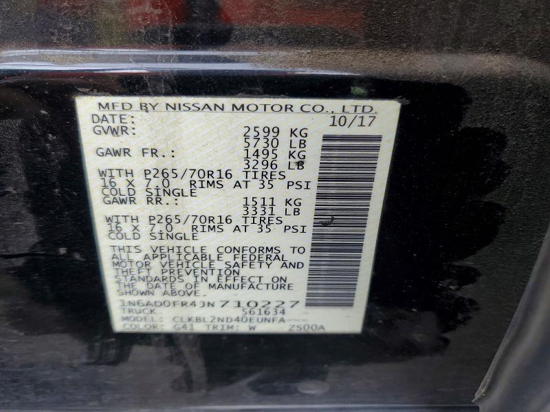 52426646 :رقم المزاد ، 1N6AD0FR4JN710227 vin ، 2018 Nissan Frontier مزاد بيع