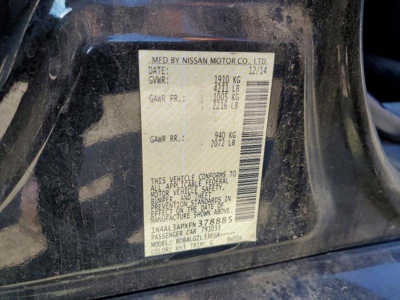 Продаж на аукціоні авто 2015 Nissan Altima, vin: 1N4AL3APXFN378885, номер лоту: 52941036