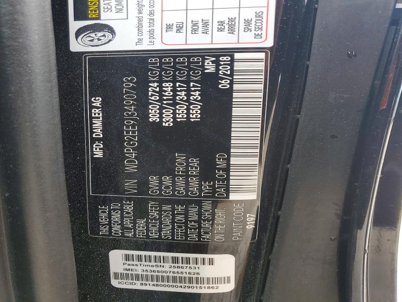 52439856 :رقم المزاد ، WD4PG2EE9J3490793 vin ، 2018 Mercedes-benz Metris مزاد بيع