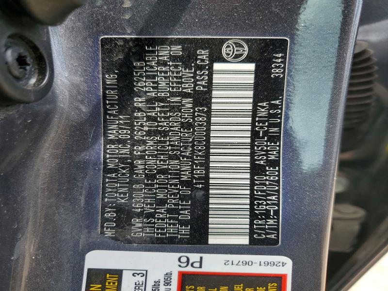 2012 Toyota Camry მანქანა იყიდება აუქციონზე, vin: 4T1BF1FK8CU003873, აუქციონის ნომერი: 50143706