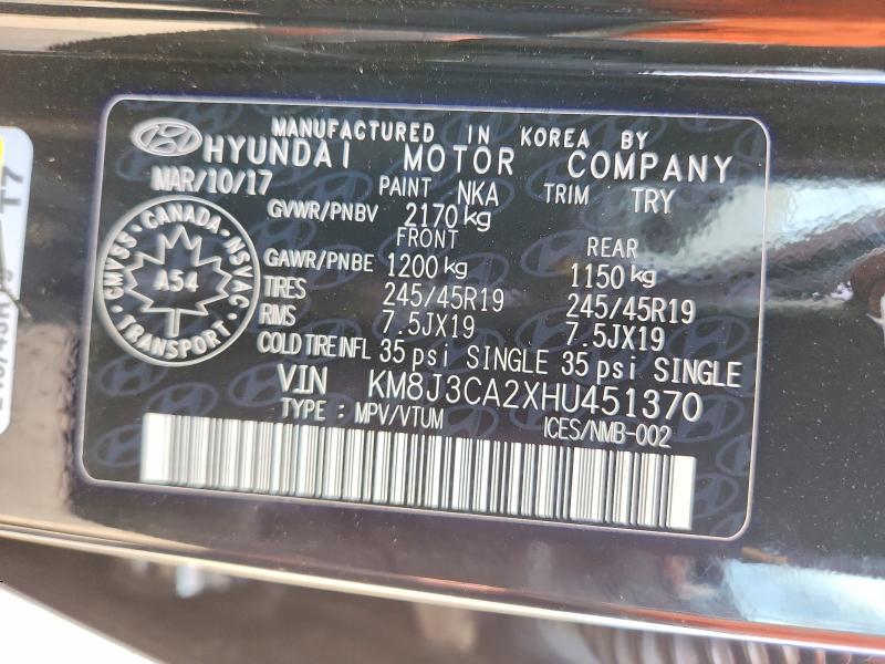 Продаж на аукціоні авто 2017 Hyundai Tucson, vin: KM8J3CA2XHU451370, номер лоту: 52918066