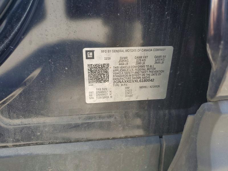 Aukcja sprzedaży 2020 Chevrolet Equinox, vin: 2GNAXKEVXL6180042, numer aukcji: 54193576