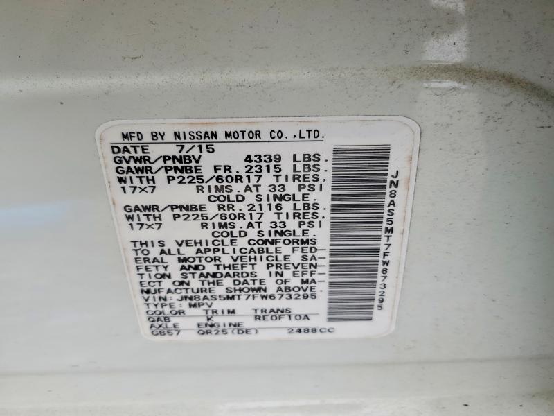 Aukcja sprzedaży 2015 Nissan Rogue Select, vin: JN8AS5MT7FW673295, numer aukcji: 53463546