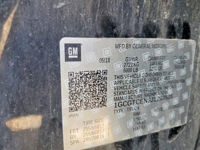2018 Chevrolet Colorado მანქანა იყიდება აუქციონზე, vin: 1GCGTCEN3J1293528, აუქციონის ნომერი: 52586146