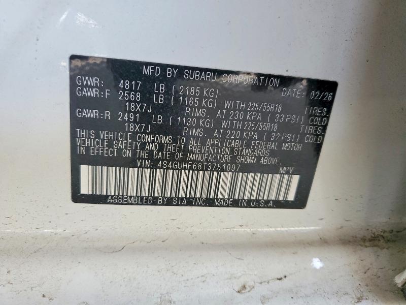 53282046 :رقم المزاد ، 4S4GUHF68T3751097 vin ، 2026 Subaru Crosstrek مزاد بيع