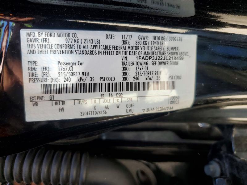 55335596 :رقم المزاد ، 1FADP3J22JL218459 vin ، 2018 Ford Focus مزاد بيع