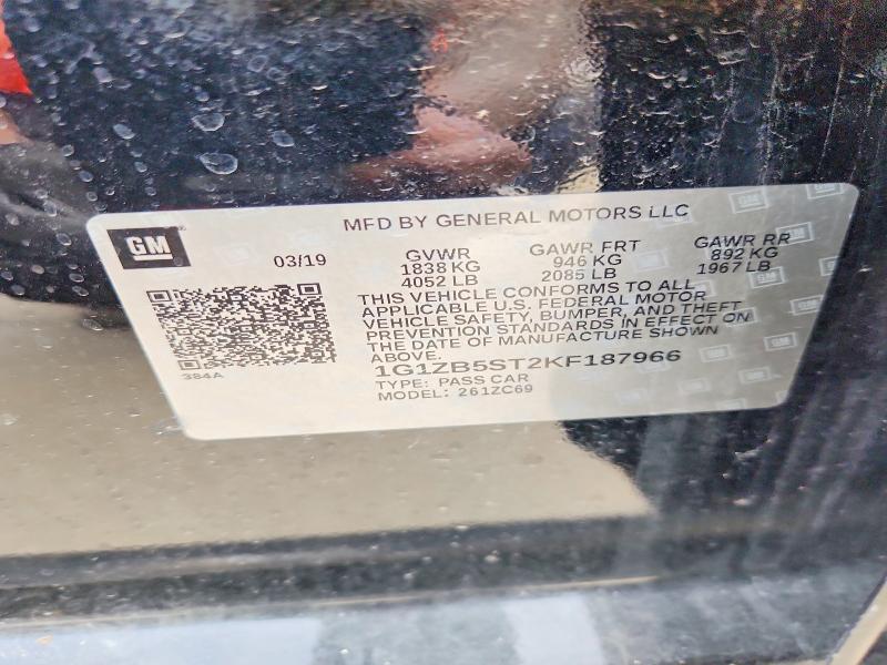 54987366 :رقم المزاد ، 1G1ZB5ST2KF187966 vin ، 2019 Chevrolet Malibu مزاد بيع