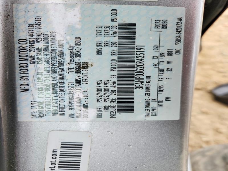 Aukcja sprzedaży 2012 Ford Fusion, vin: 3FAHP0JG2CR425191, numer aukcji: 53160846