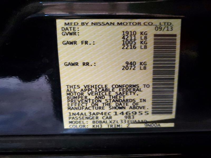 Продаж на аукціоні авто 2014 Nissan Altima, vin: 1N4AL3AP4EC146955, номер лоту: 53457316